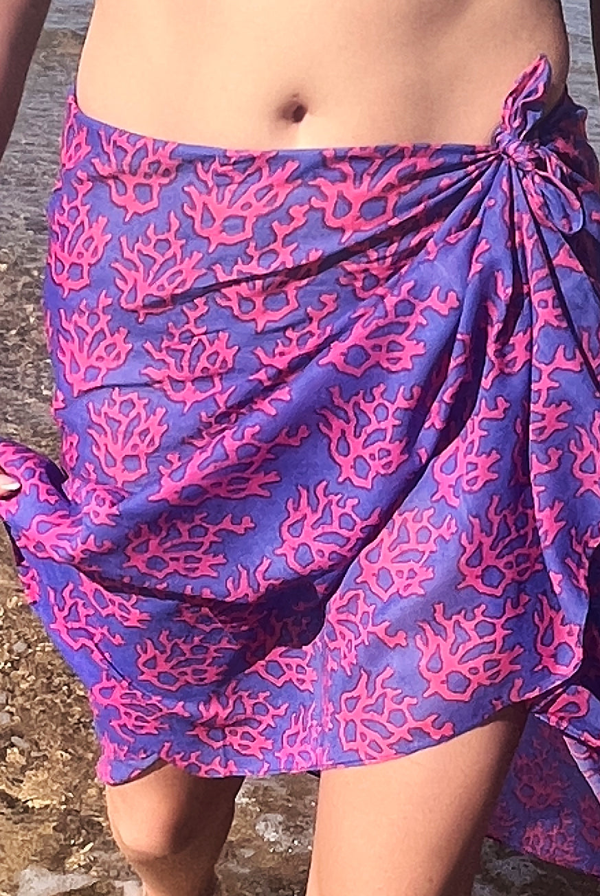 Coral Printed Cotton Sarong Pareo