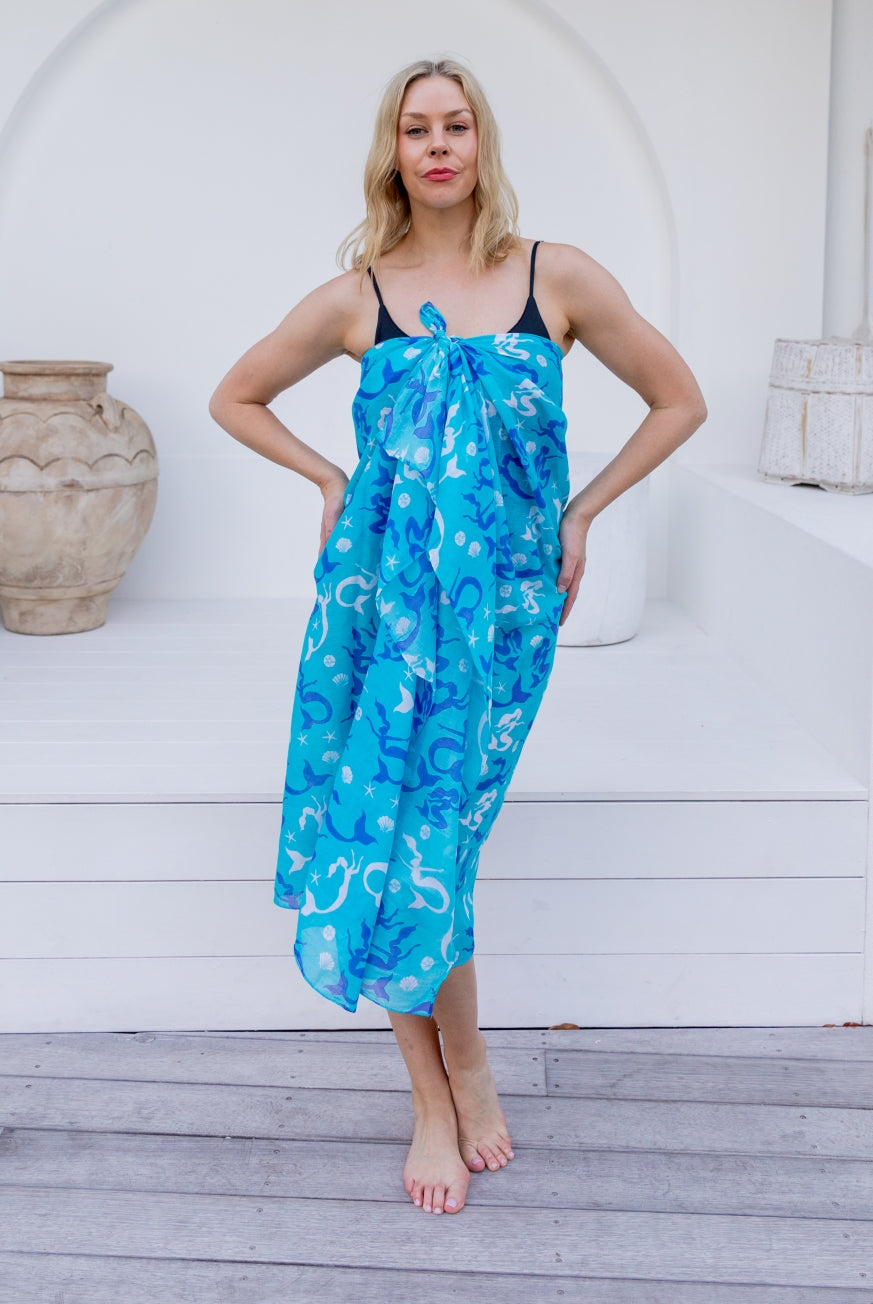 Mermaid Printed Cotton Sarong Pareo