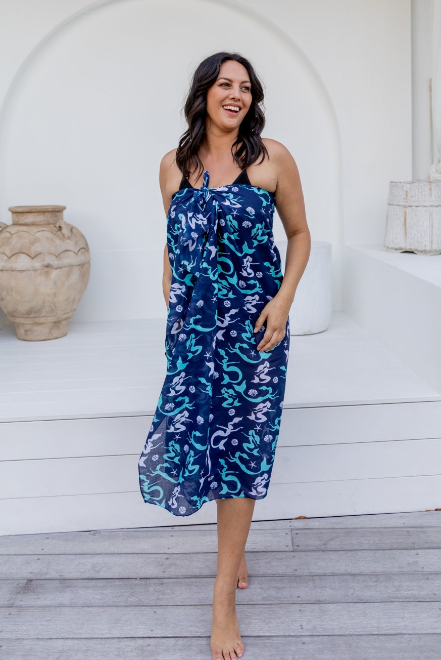 Mermaid Printed Cotton Sarong Pareo
