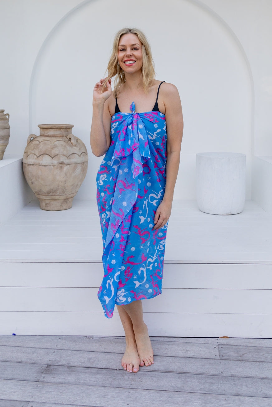 Mermaid Printed Cotton Sarong Pareo