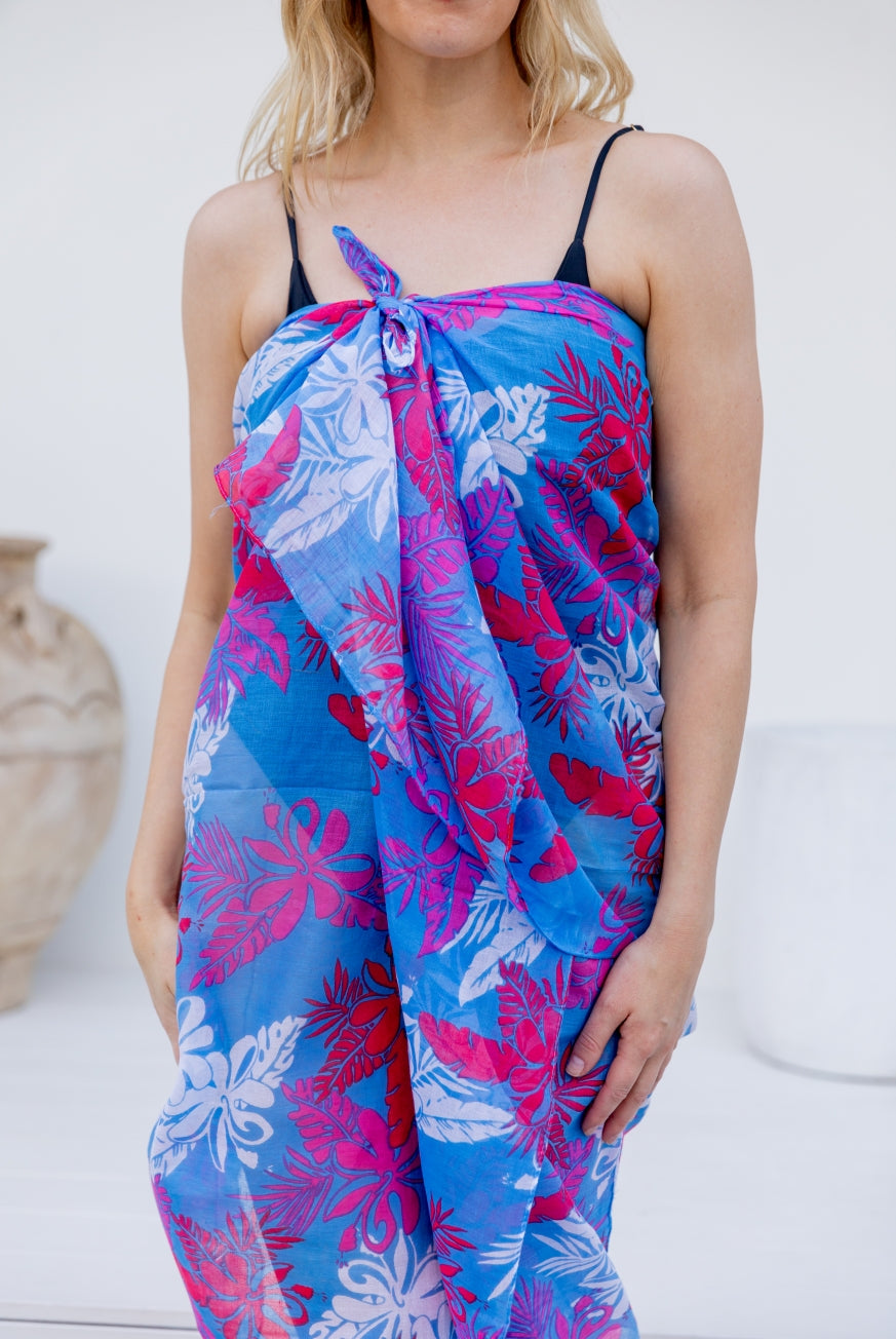 Hibiscus Printed Cotton Sarong Pareo