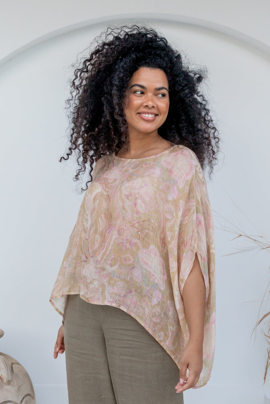 Printed Venice Linen Topper Top
