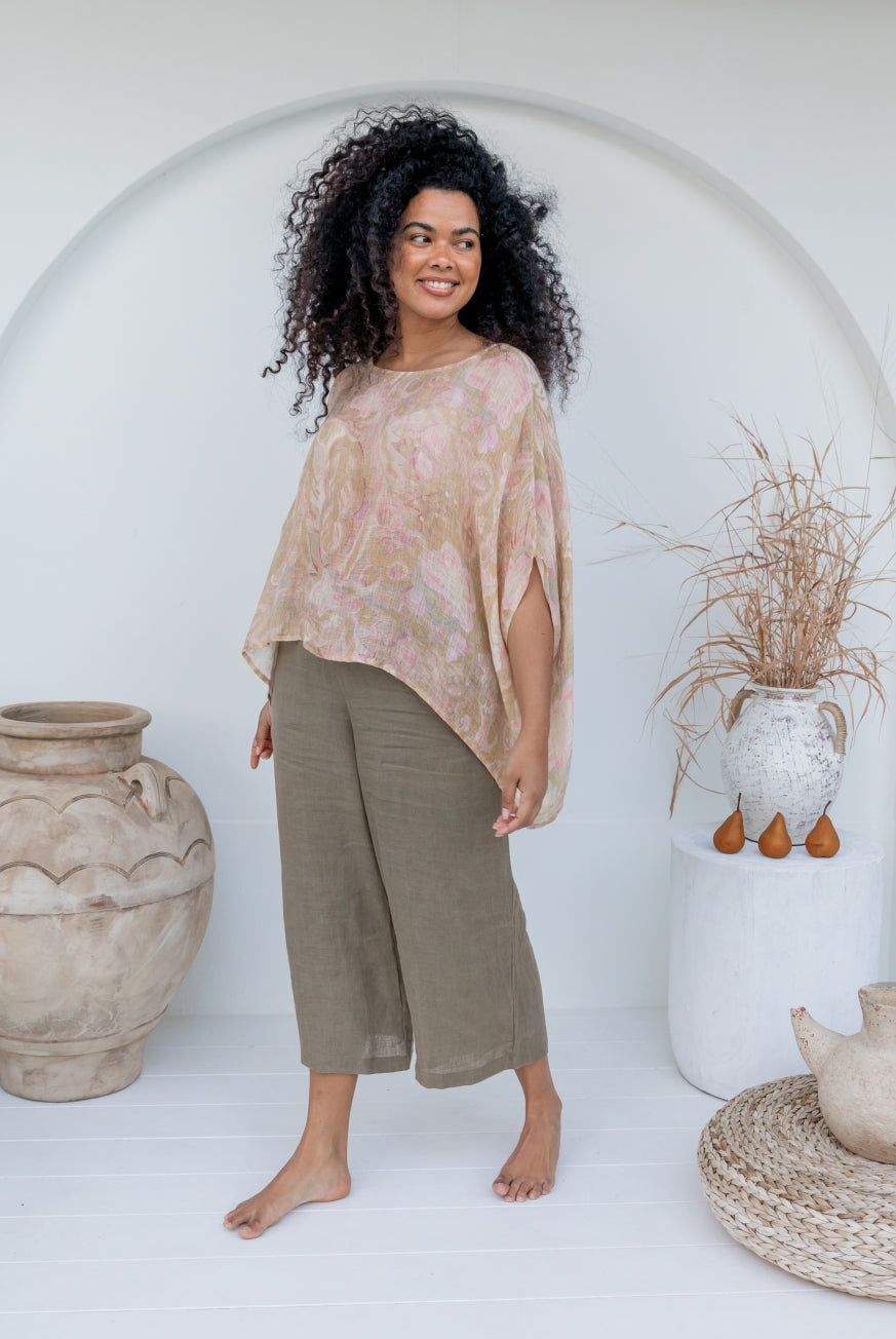 Printed Venice Linen Topper Top
