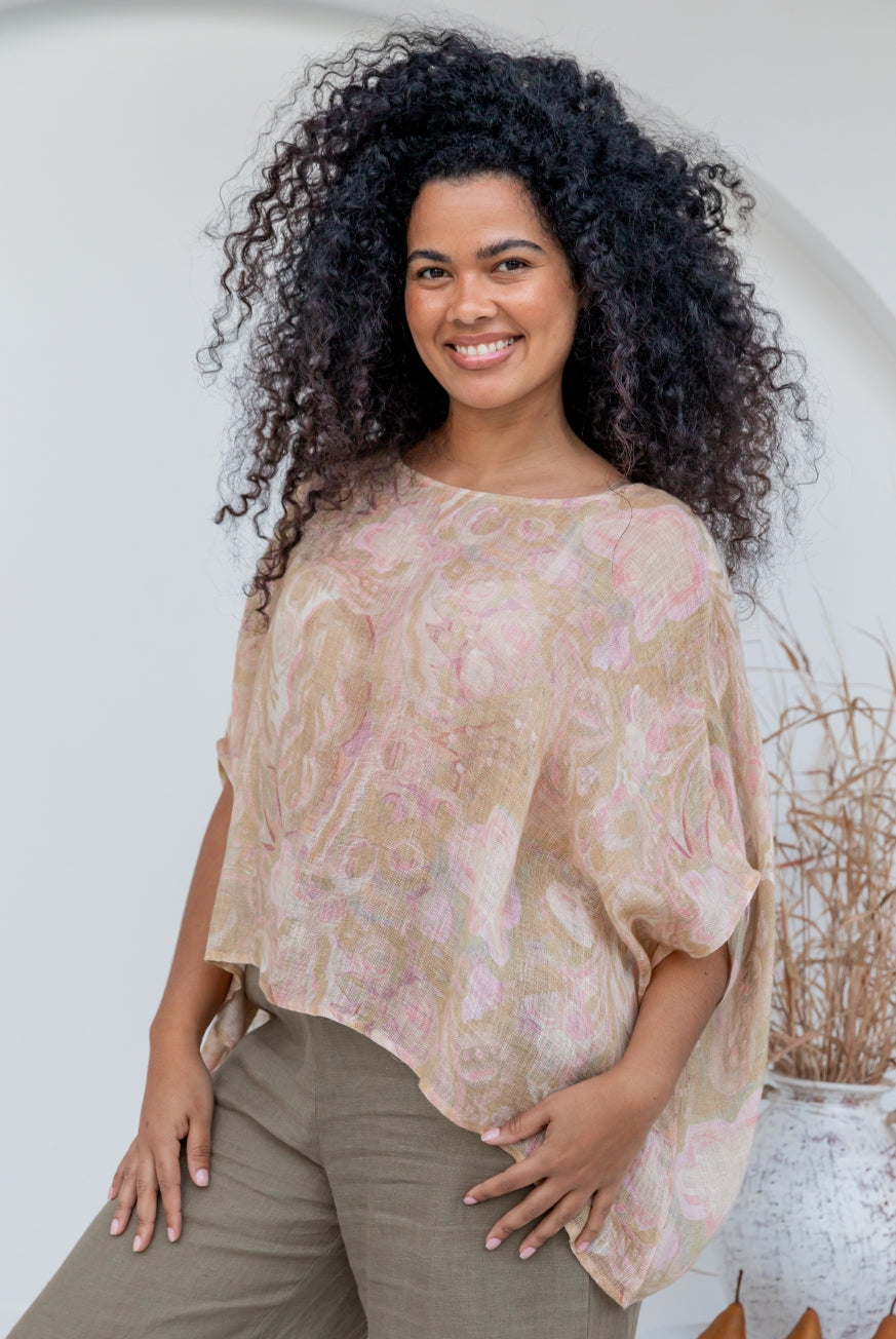Printed Venice Linen Topper Top
