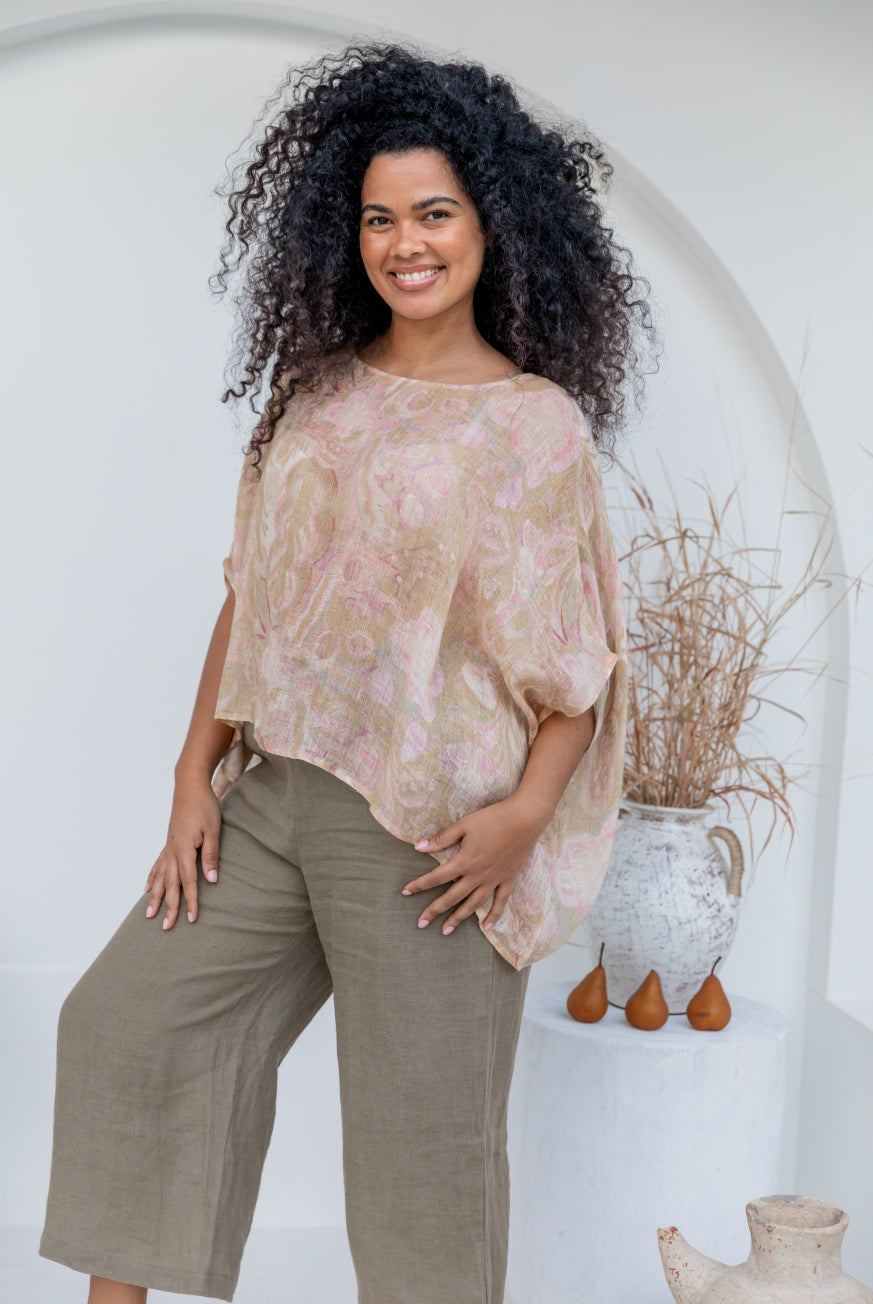 Printed Venice Linen Topper Top