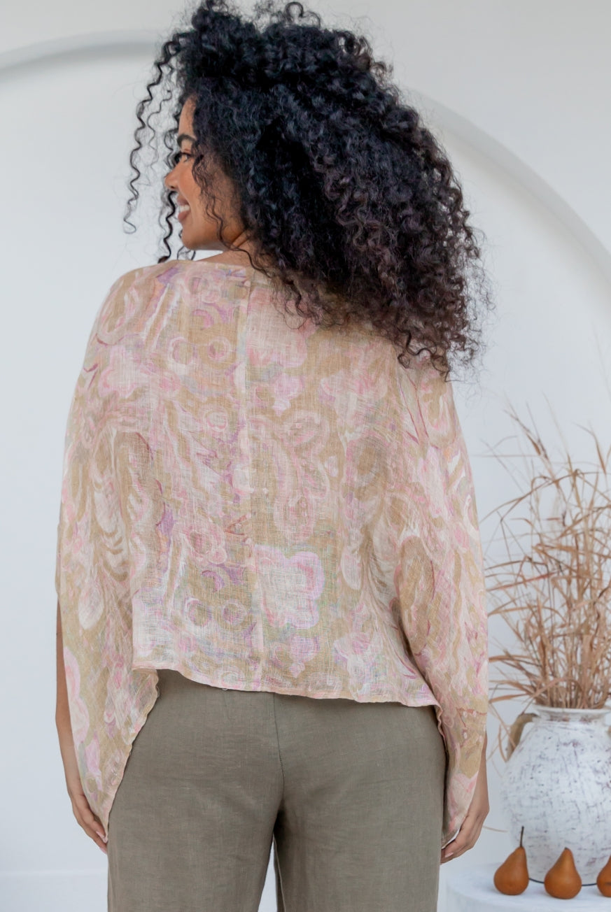 Printed Venice Linen Topper Top
