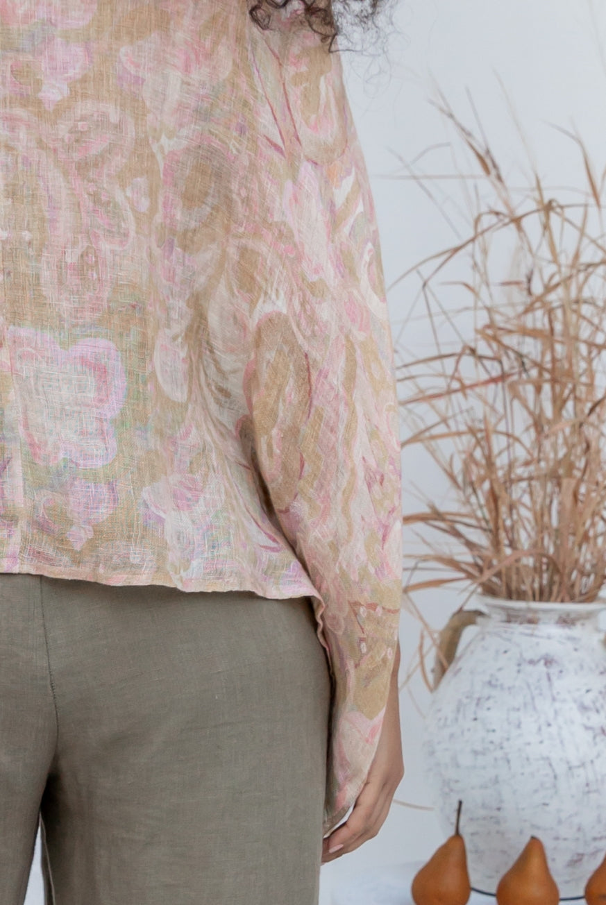 Printed Venice Linen Topper Top