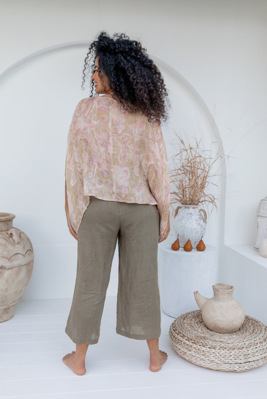 Printed Venice Linen Topper Top