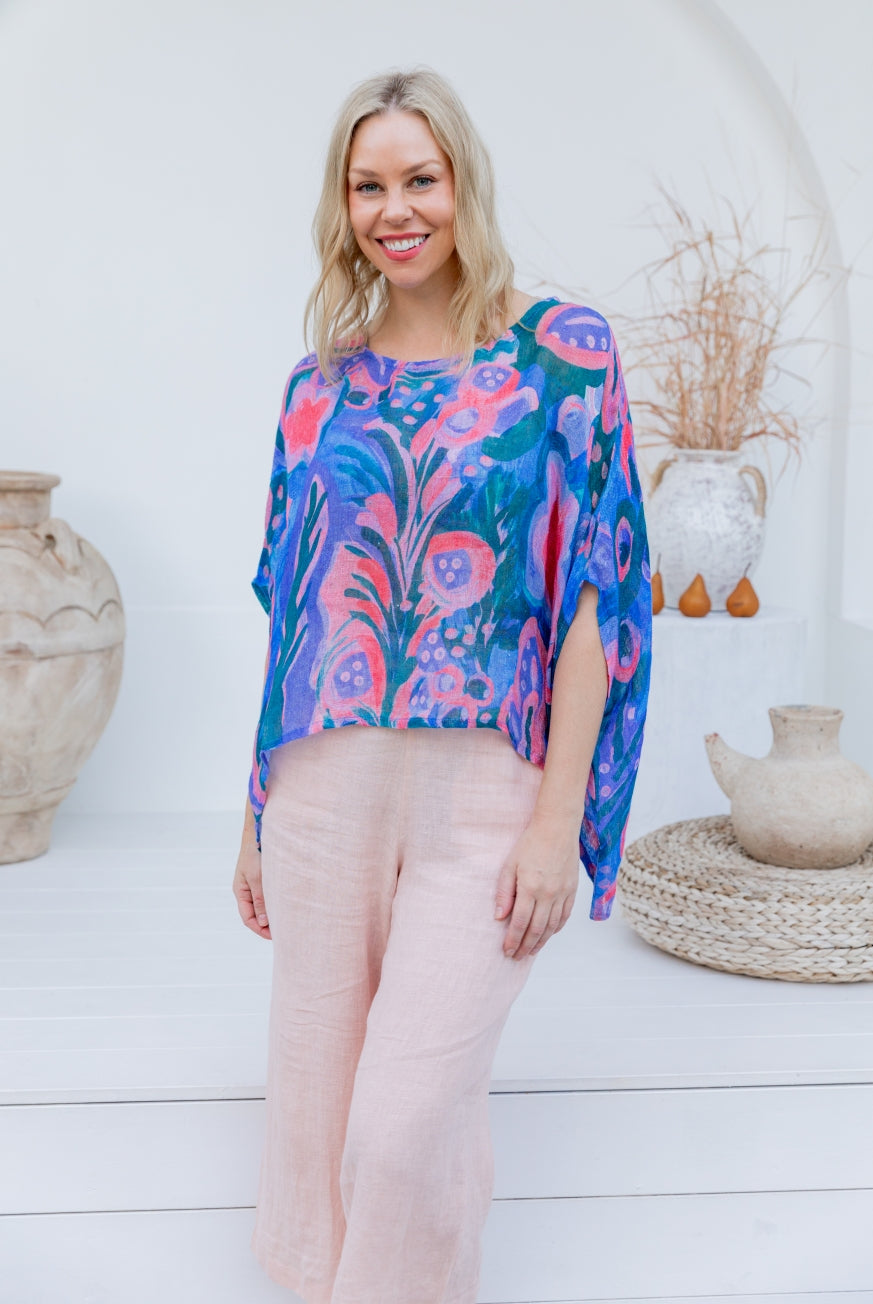 Printed Venice Linen Topper Top