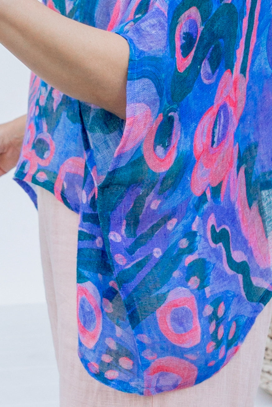 Printed Venice Linen Topper Top