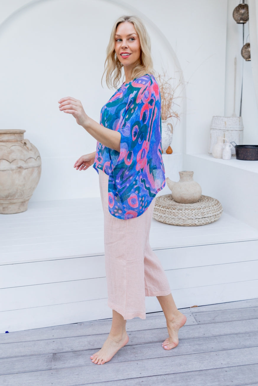 Printed Venice Linen Topper Top