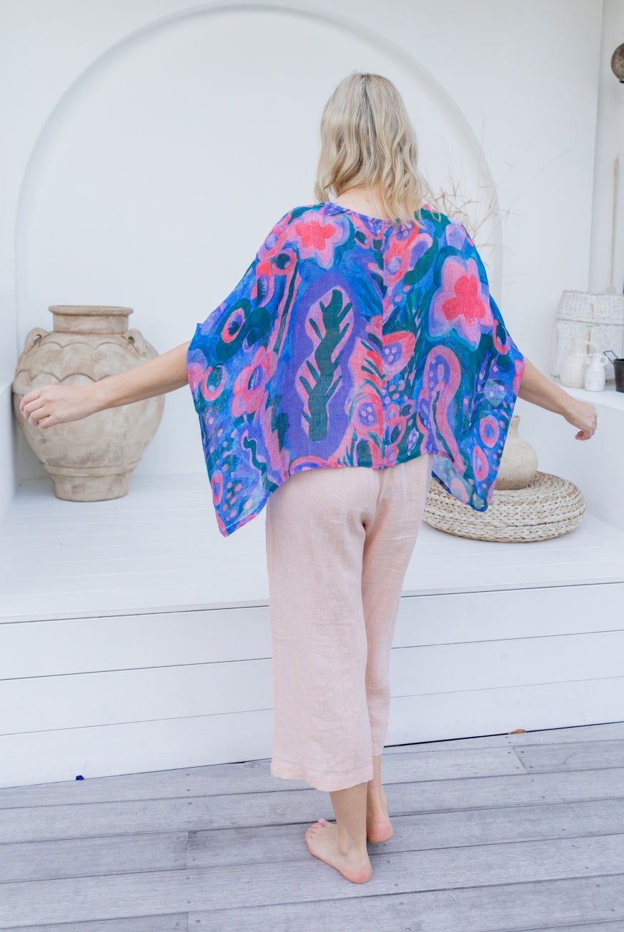 Printed Venice Linen Topper Top