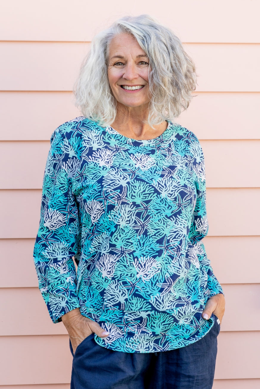 Coral Reef Long Sleeve Cotton Top