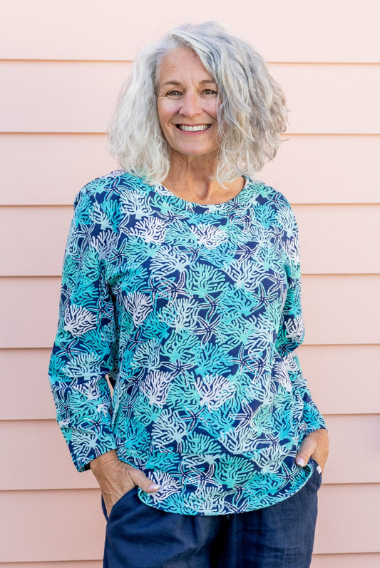 Coral Reef Long Sleeve Cotton Top