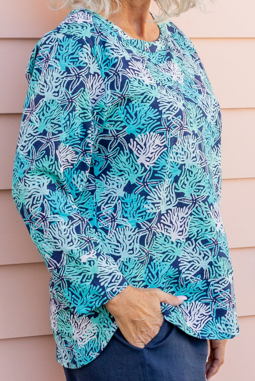 Coral Reef Long Sleeve Cotton Top