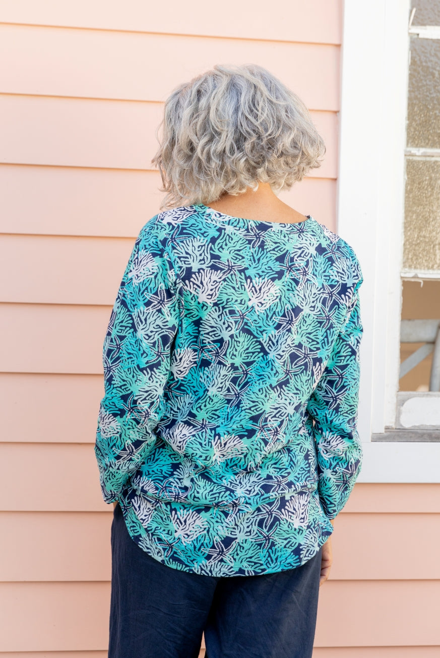 Coral Reef Long Sleeve Cotton Top