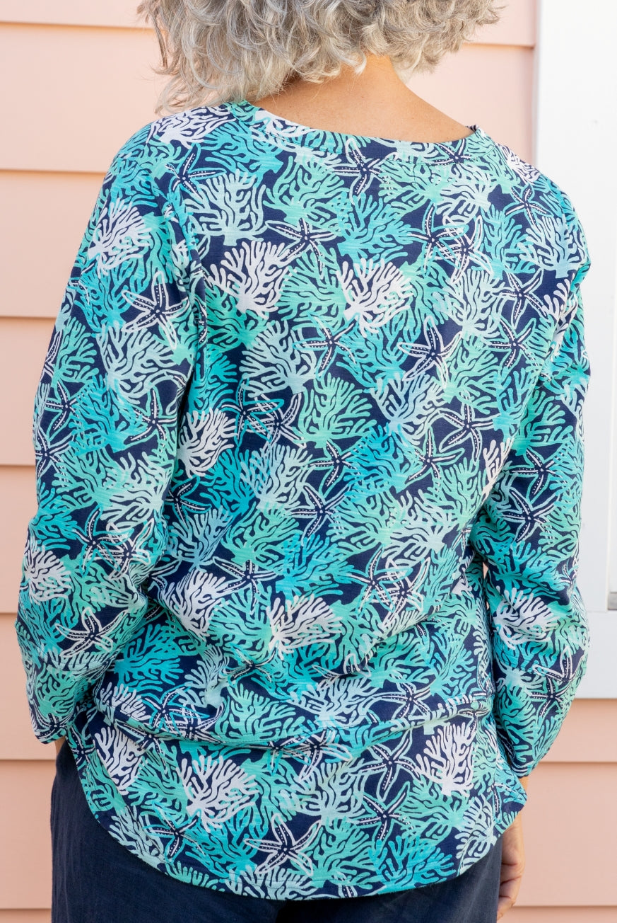 Coral Reef Long Sleeve Cotton Top