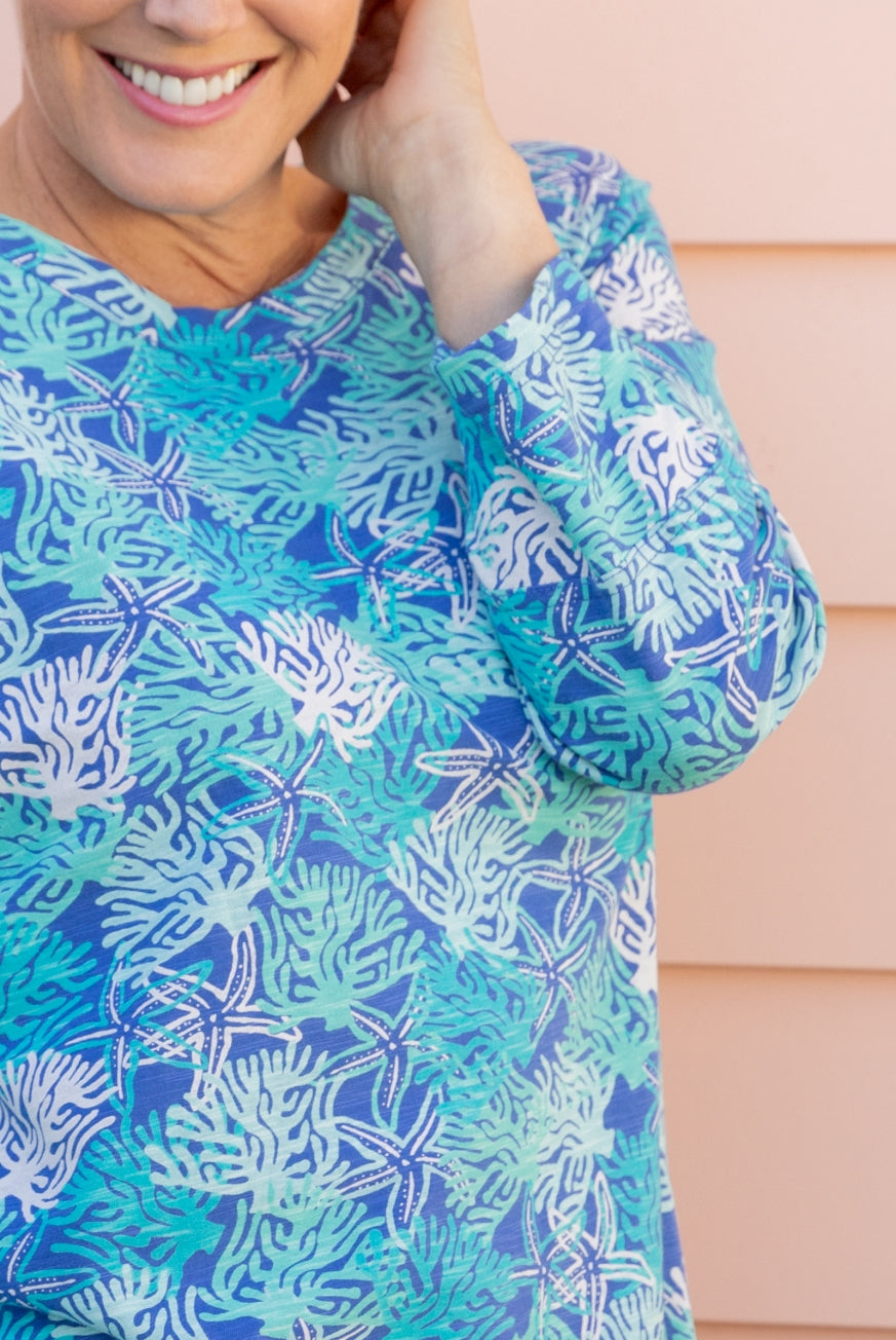 Coral Reef Long Sleeve Cotton Top