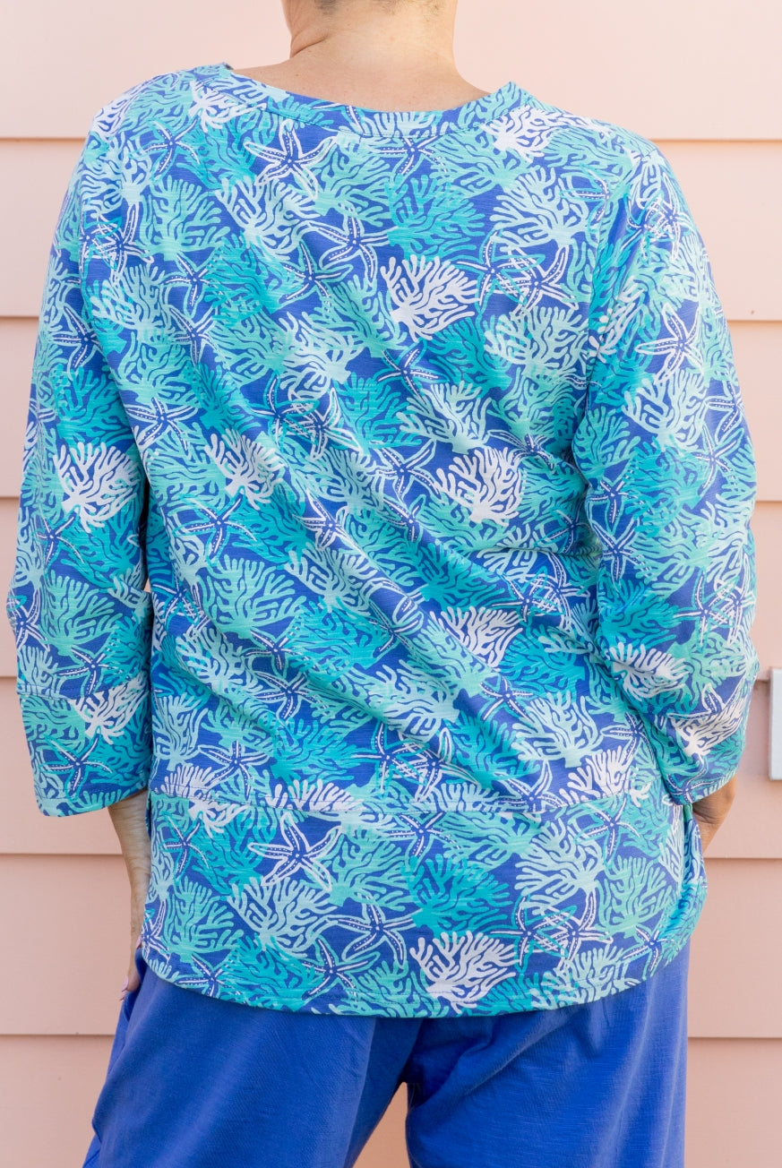 Coral Reef Long Sleeve Cotton Top