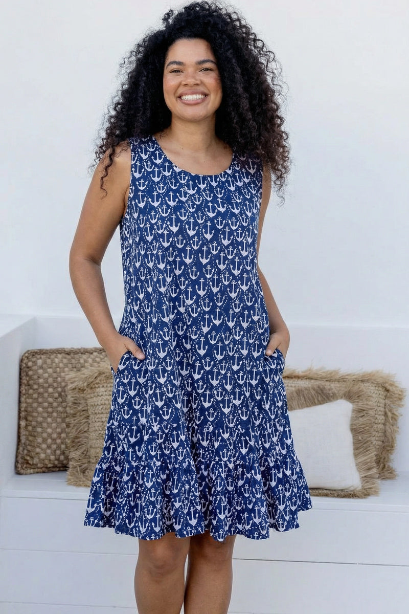 Anchor Cotton Dress – Cool, Flattering Coastal Style