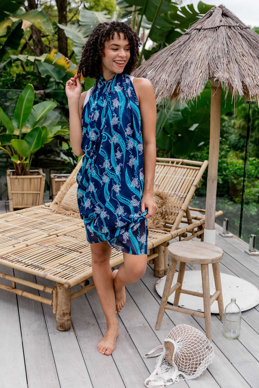 New Turtle Turtle Printed Cotton Sarong Pareo