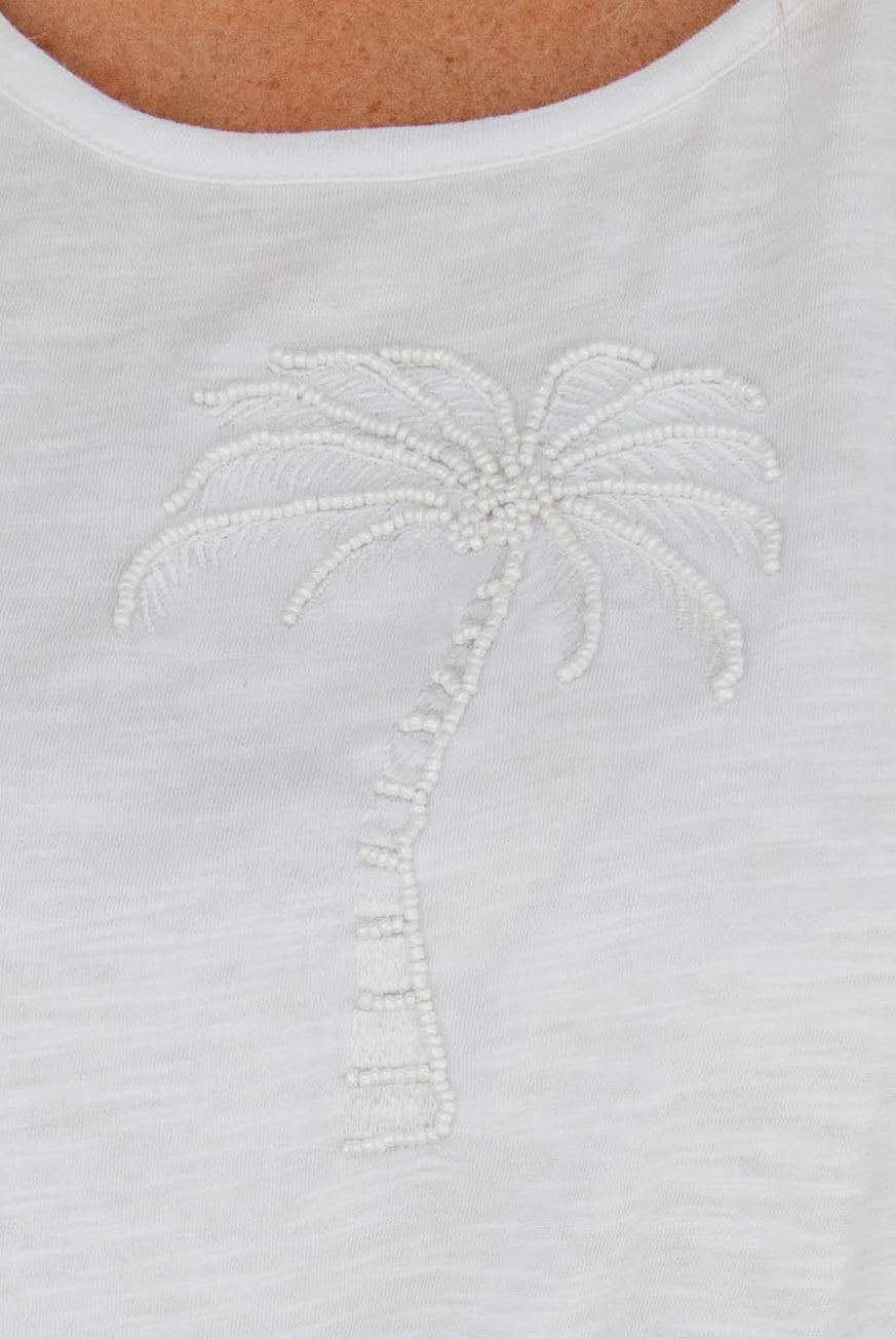 Palm Tree Beaded Tank Cotton Top