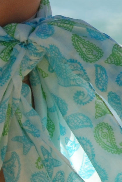 Caribbean Dream Paisley Printed Cotton Sarong Pareo