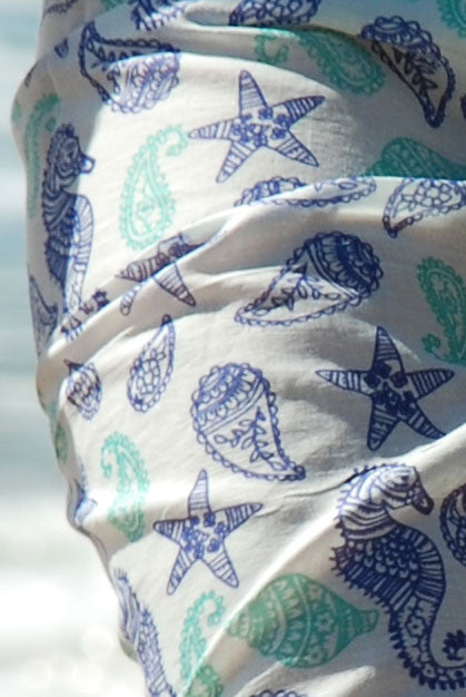 Caribbean Dream Paisley Printed Cotton Sarong Pareo