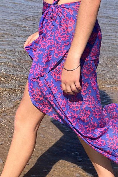 Coral Printed Cotton Sarong Pareo