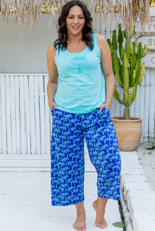 Palm Tree Cotton Pants