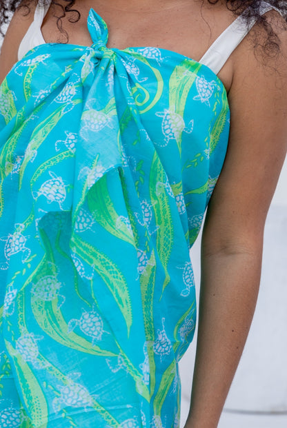 New Turtle Turtle Printed Cotton Sarong Pareo