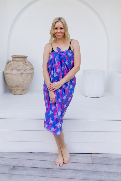 New Turtle Turtle Printed Cotton Sarong Pareo