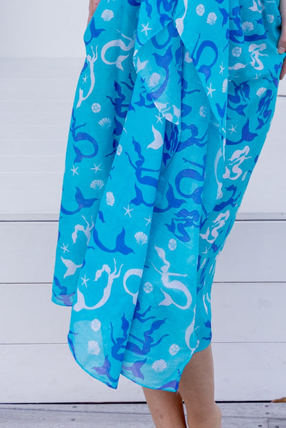 Mermaid Printed Cotton Sarong Pareo