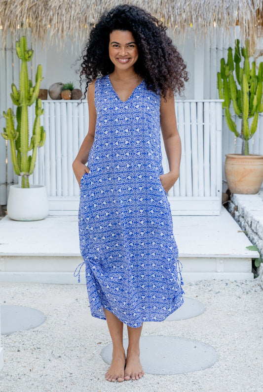 Tribal Turtle Cotton Maxi Dress