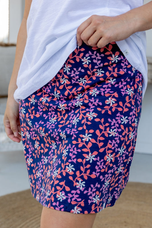 Kauai Tropical Flower Cotton Skirt