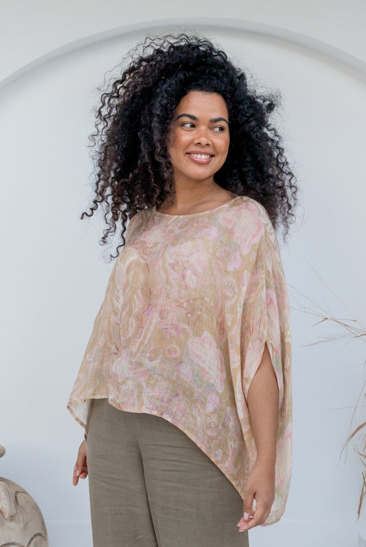 Printed Venice Linen Topper Top
