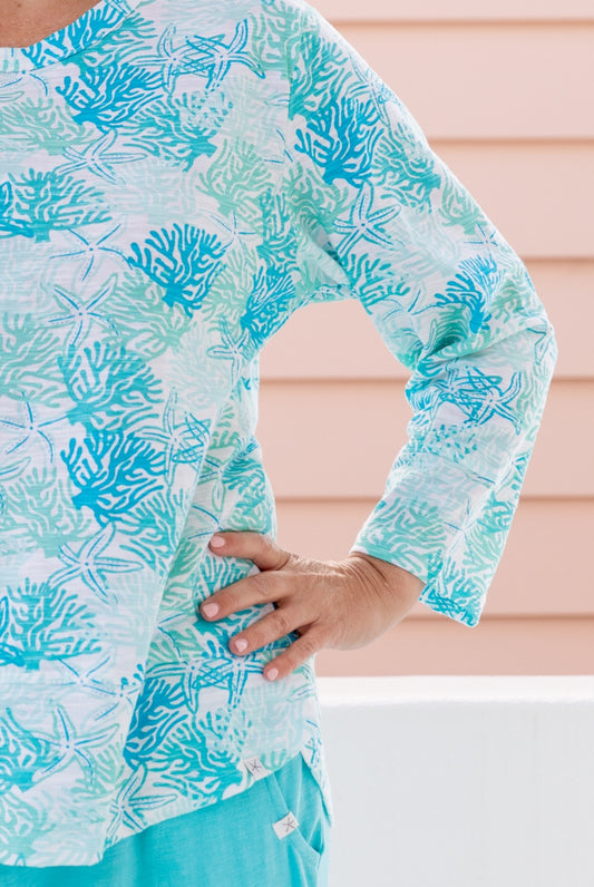Coral Reef Long Sleeve Cotton Top