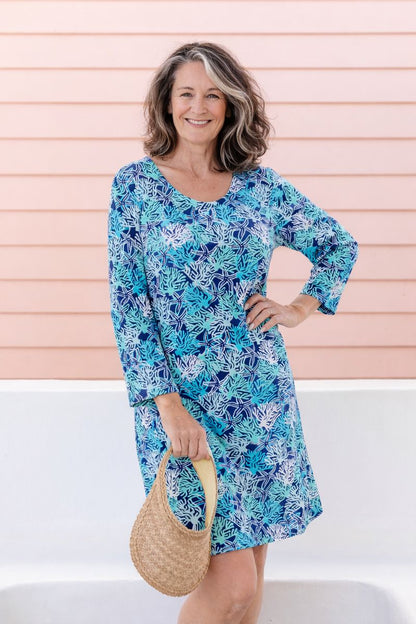 Coral Reef Sleeve Dress in Cotton