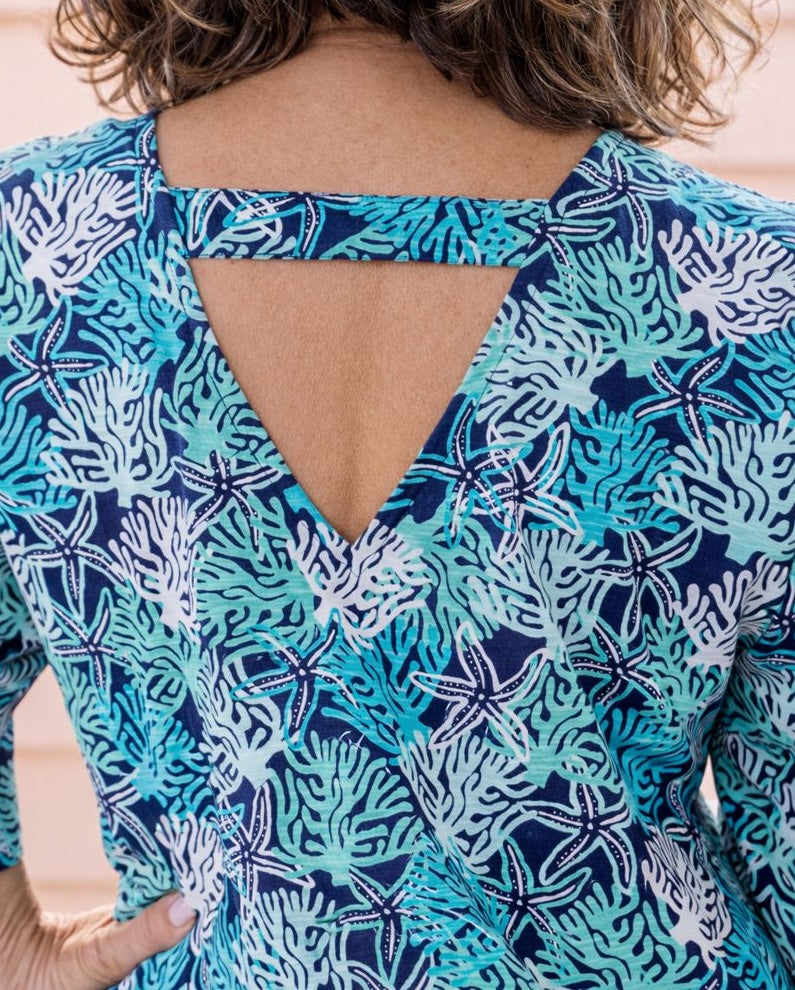 Coral Reef Sleeve Dress in Cotton