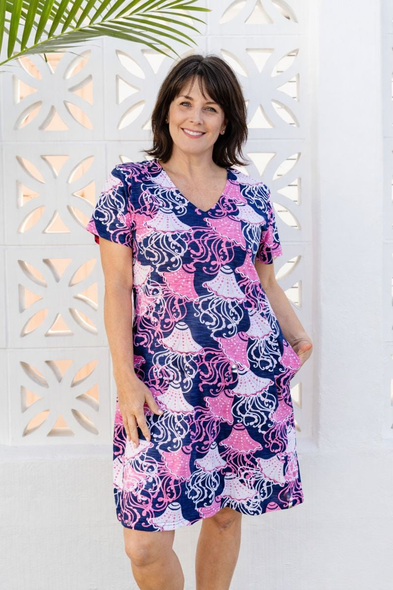 Frilly Fish Cotton Short Sleeve Dress