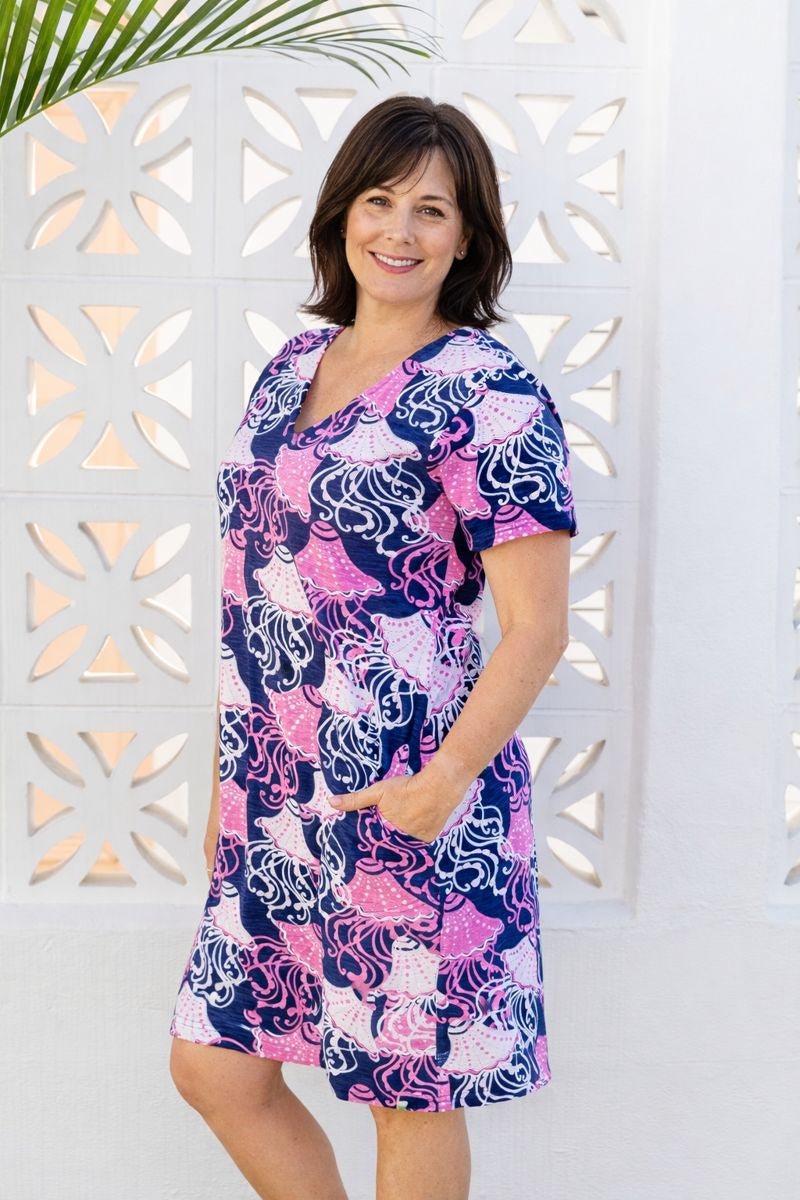 Frilly Fish Cotton Short Sleeve Dress