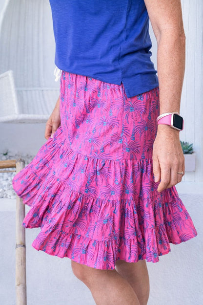 Woodblock Palm Tree Ruffle Skirt – Easy, Breezy Island Style