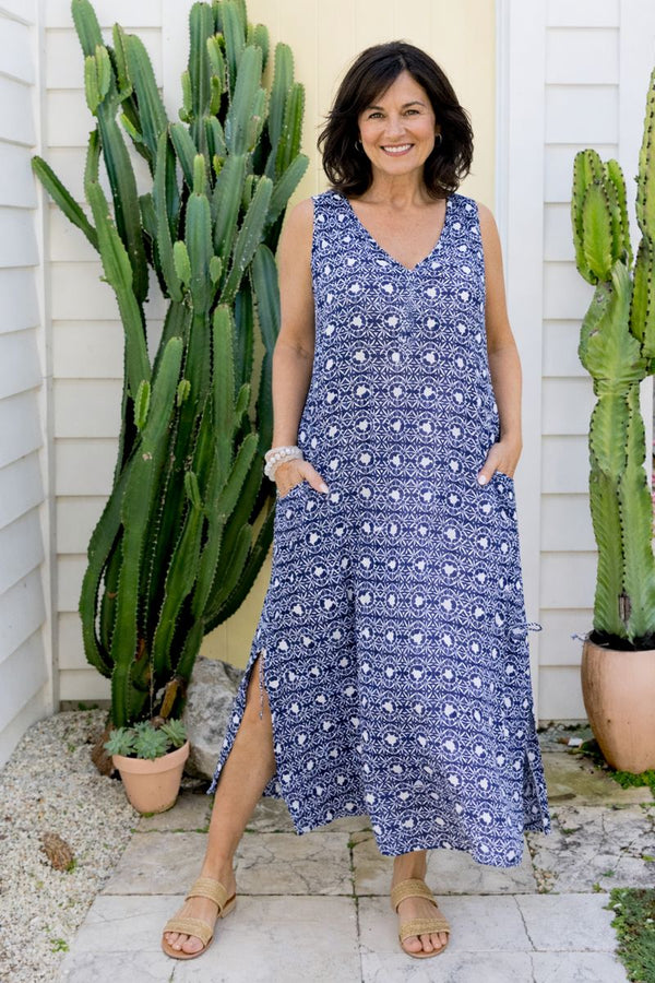 Tribal Turtle Cotton Maxi Dress