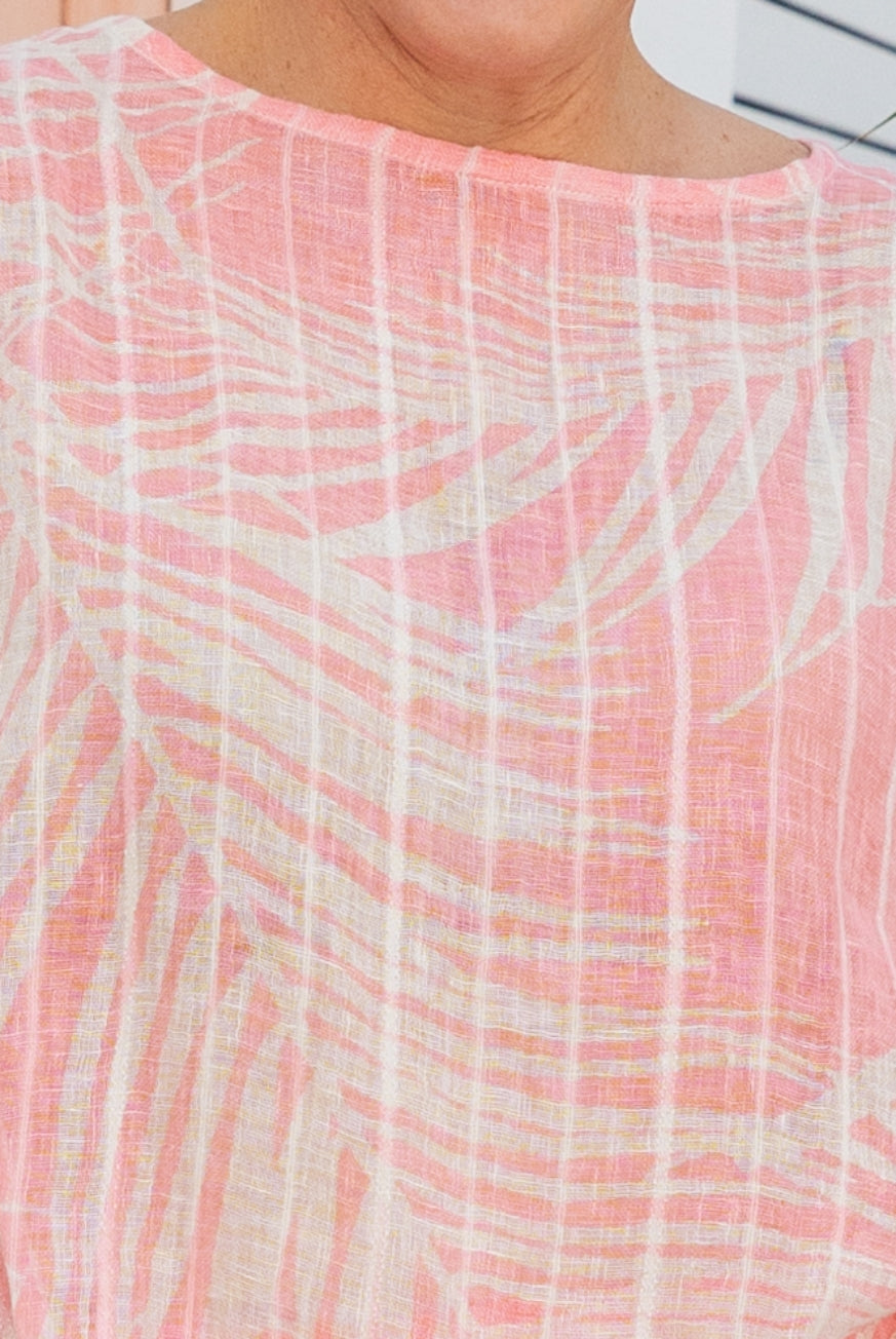 Palm Leaf Venice Linen Gauze Floaty Top