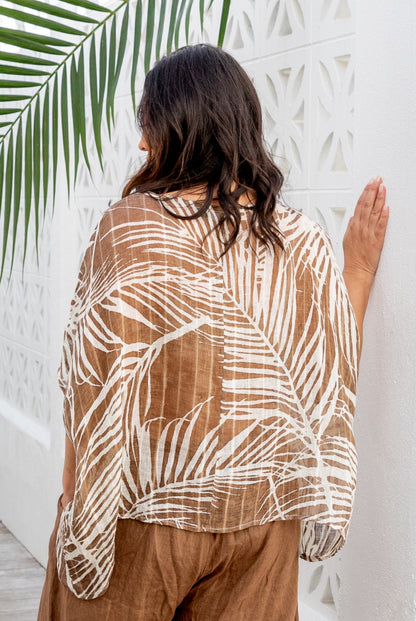 Palm Leaf Venice Linen Gauze Floaty Top