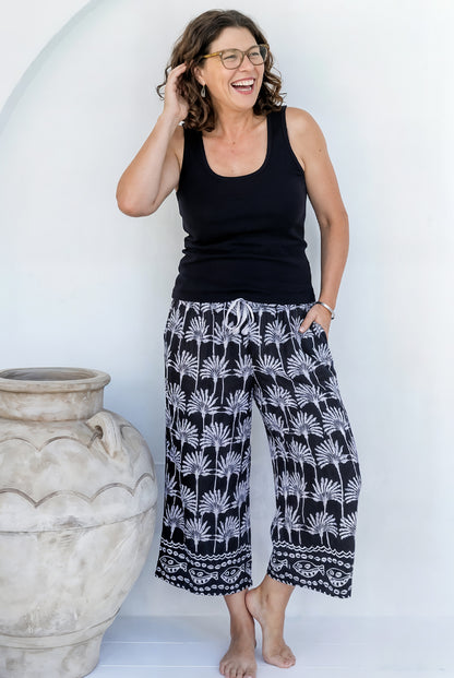 Umbrella Palm Cotton Pants