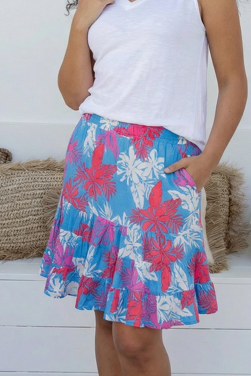 Hibiscus Cotton Ruffle Skirt