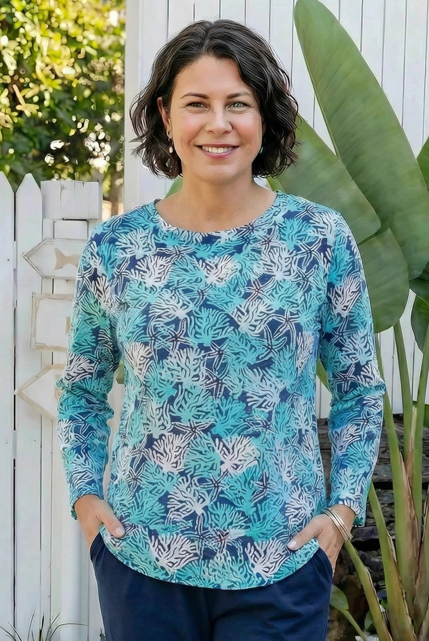 Coral Reef Long Sleeve Cotton Top