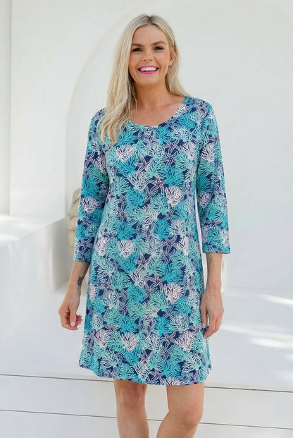 Coral Reef Sleeve Dress in Cotton
