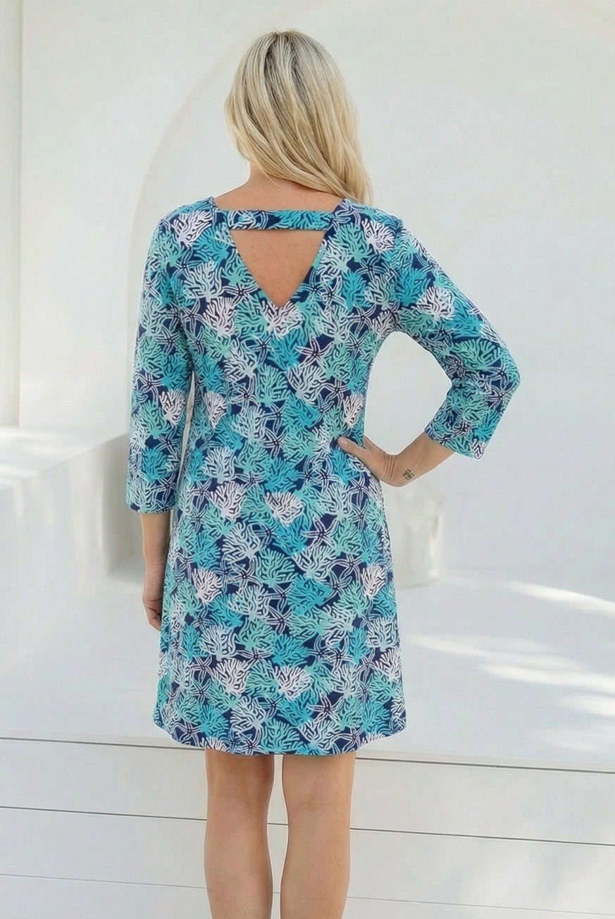 Coral Reef Sleeve Dress in Cotton